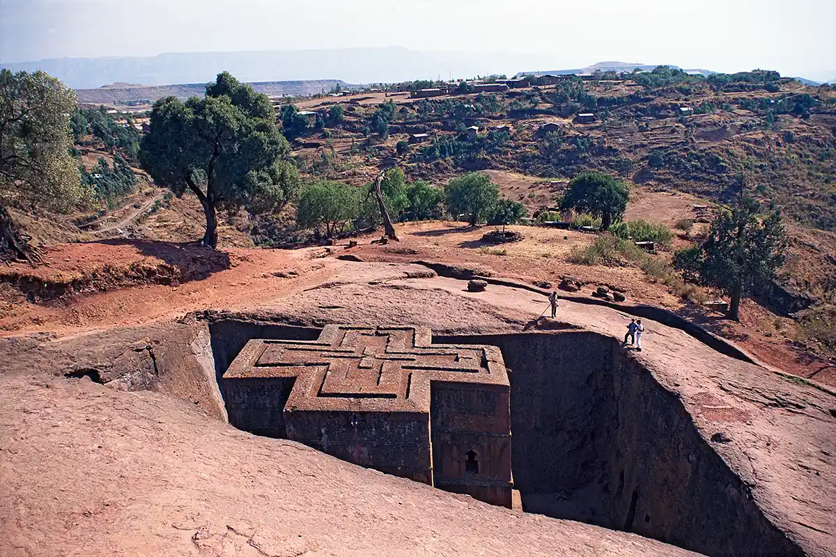 The hill containing the rock-cut church of Bet Giorgi, Lalibela, Ethiopia The hill containing the rock-cut church of Bet Giorgi, Lalibela, Ethiopia