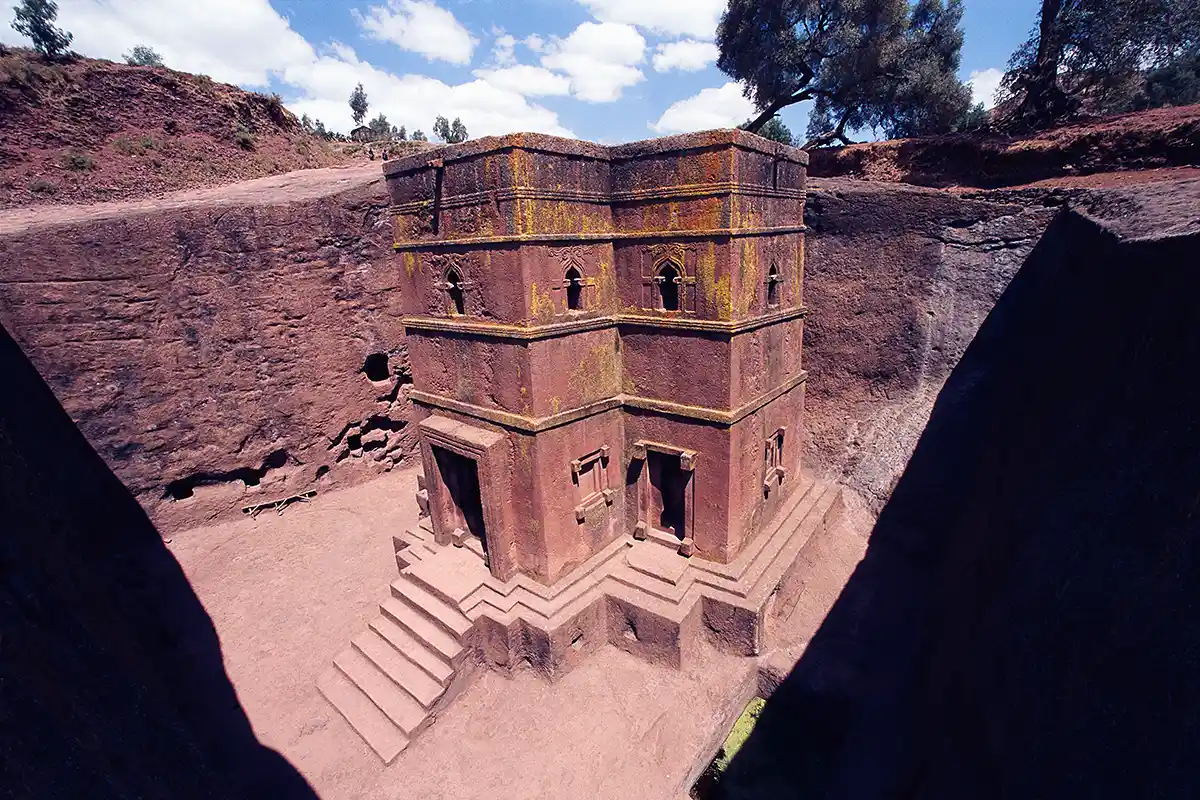 Looking down on Bet Giorgis church, Lalibela Looking down on Bet Giorgis church, Lalibela