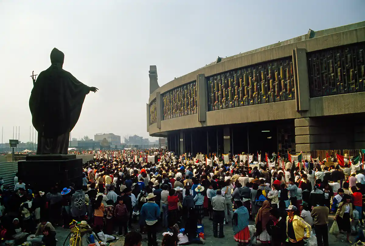 Pilgrims awaiting entrance to the shrine of Nuestra Senora de Guadalupe in Mexico City Pilgrims awaiting entrance to the shrine of Nuestra Senora de Guadalupe in Mexico City