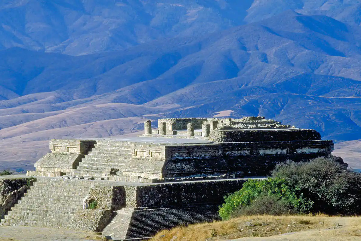 Pyramid temple at Monte Alban, Mexico Pyramid temple at Monte Alban, Mexico