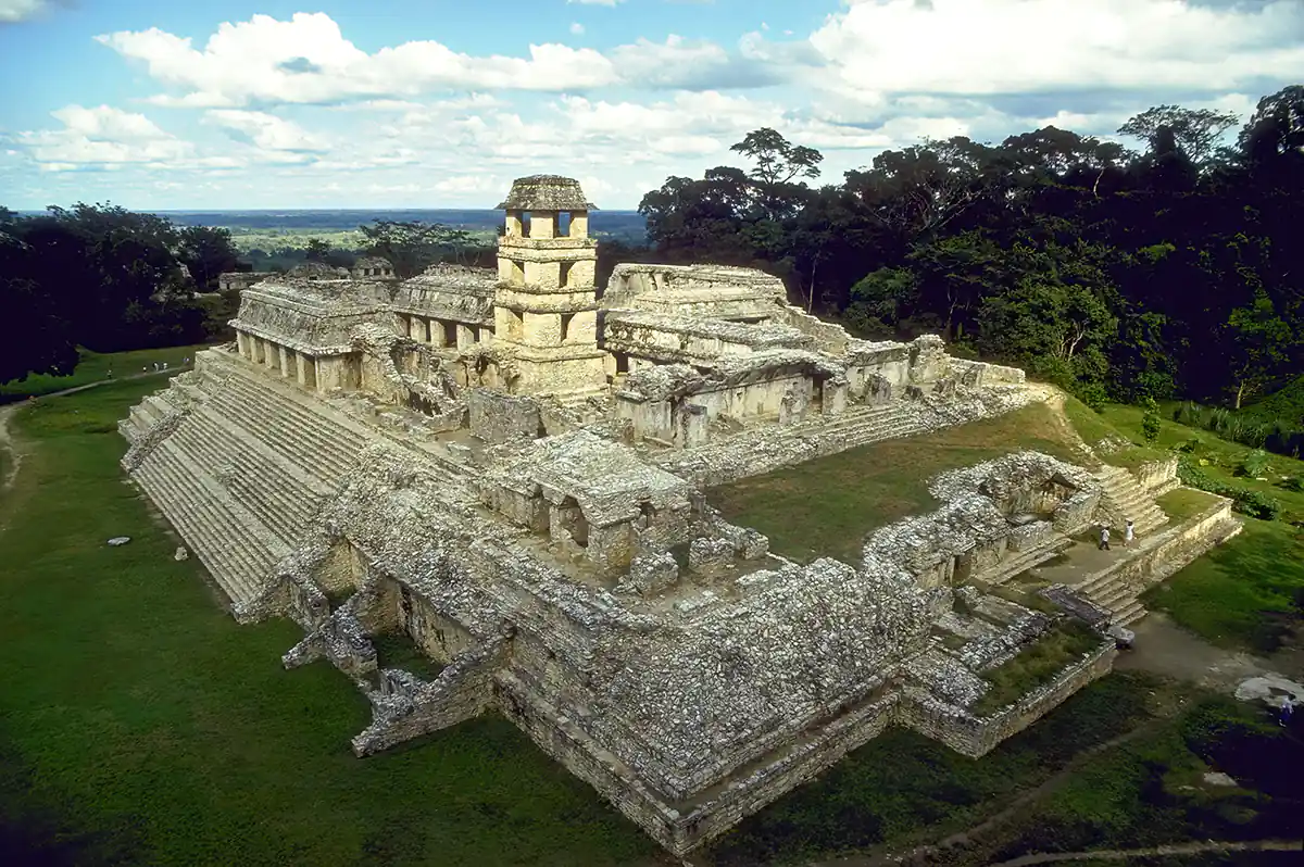 The 'Palace' and the astronomical observatory at Palenque ruins, Mexico The 'Palace' and the astronomical observatory at Palenque ruins, Mexico