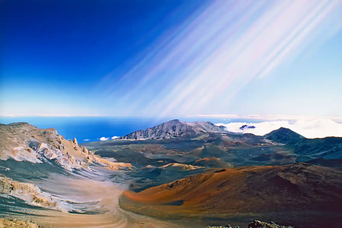 Volcanic crater of sacred Mount Haleakala, Island of Maui, Hawaii Volcanic crater of sacred Mount Haleakala, Island of Maui, Hawaii