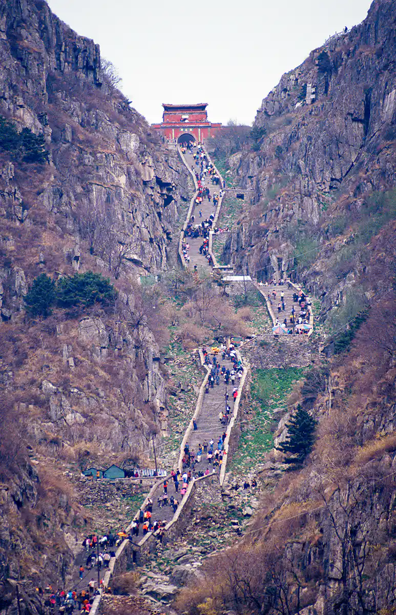 Stairway to Heaven, Pilgrims ascending sacred Mount Tai Shan Stairway to Heaven, Pilgrims ascending sacred Mount Tai Shan