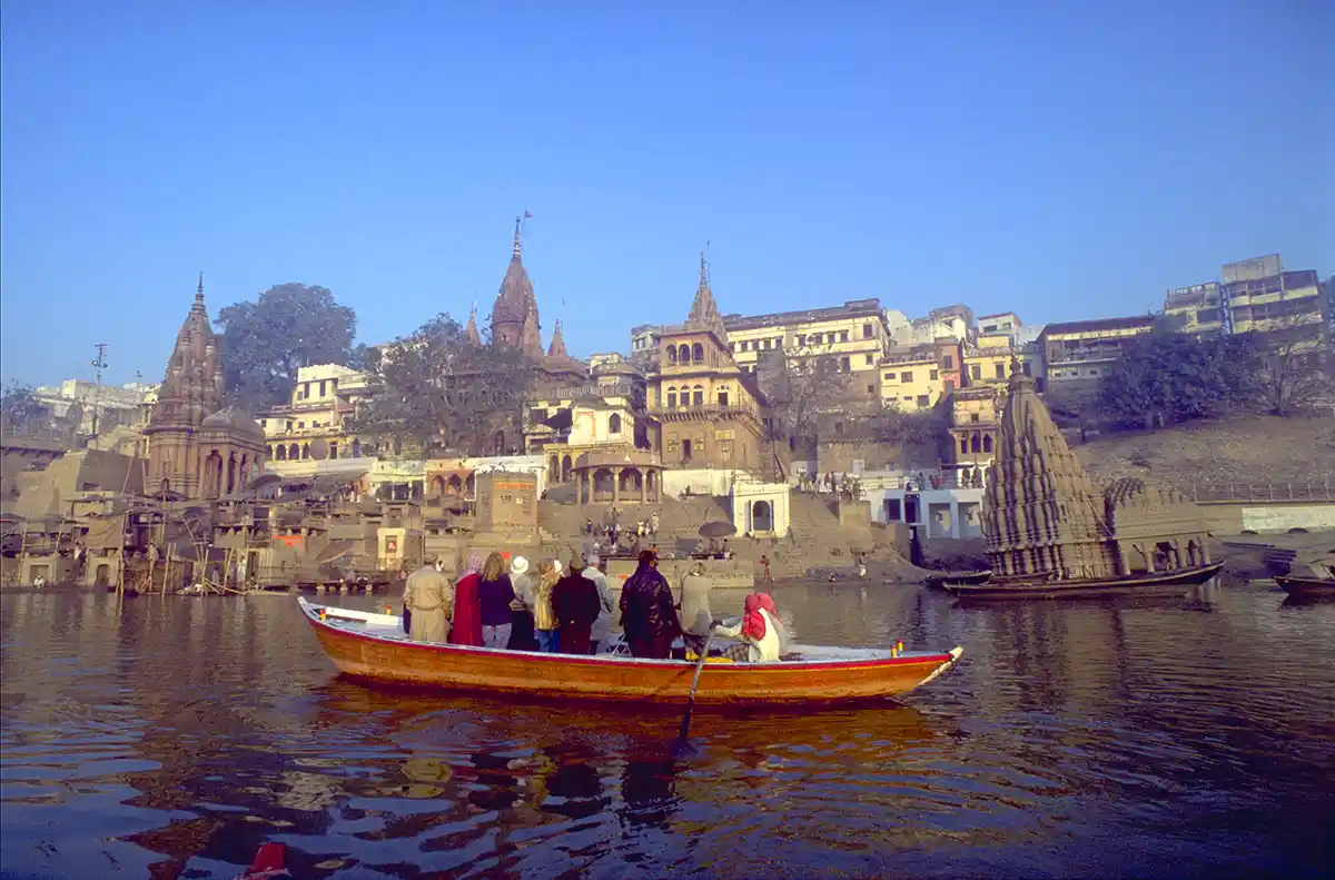 Pilgrims on the Ganges River, Banaras, India