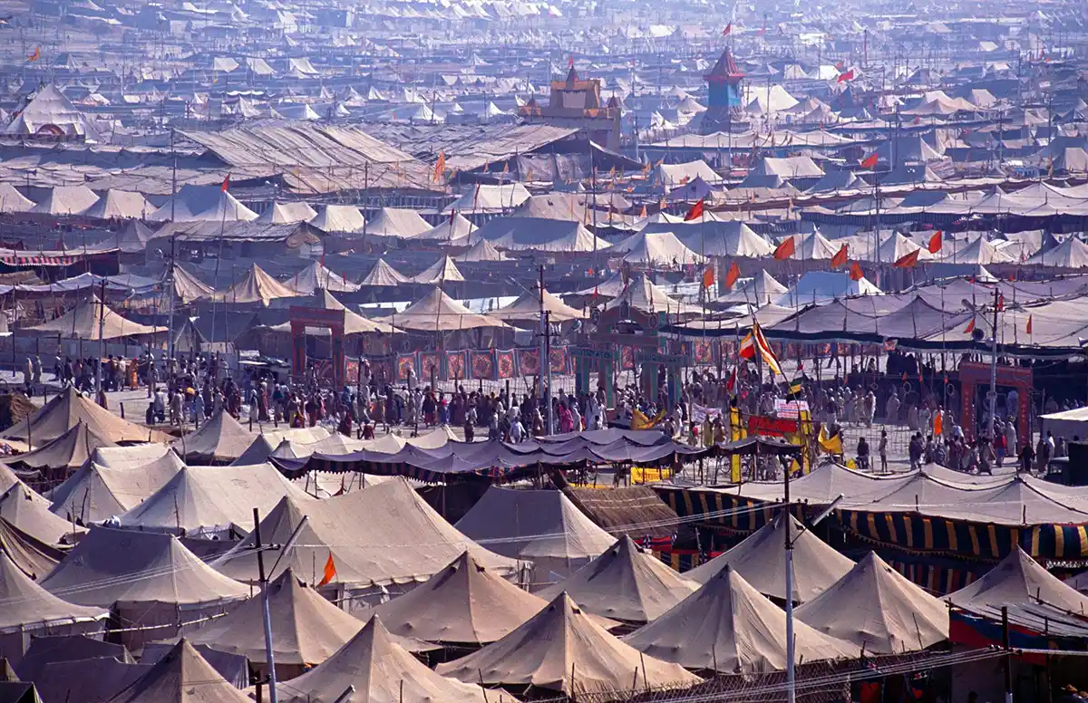 Temporary tent city at the Allahabad Kumbha Mela, India