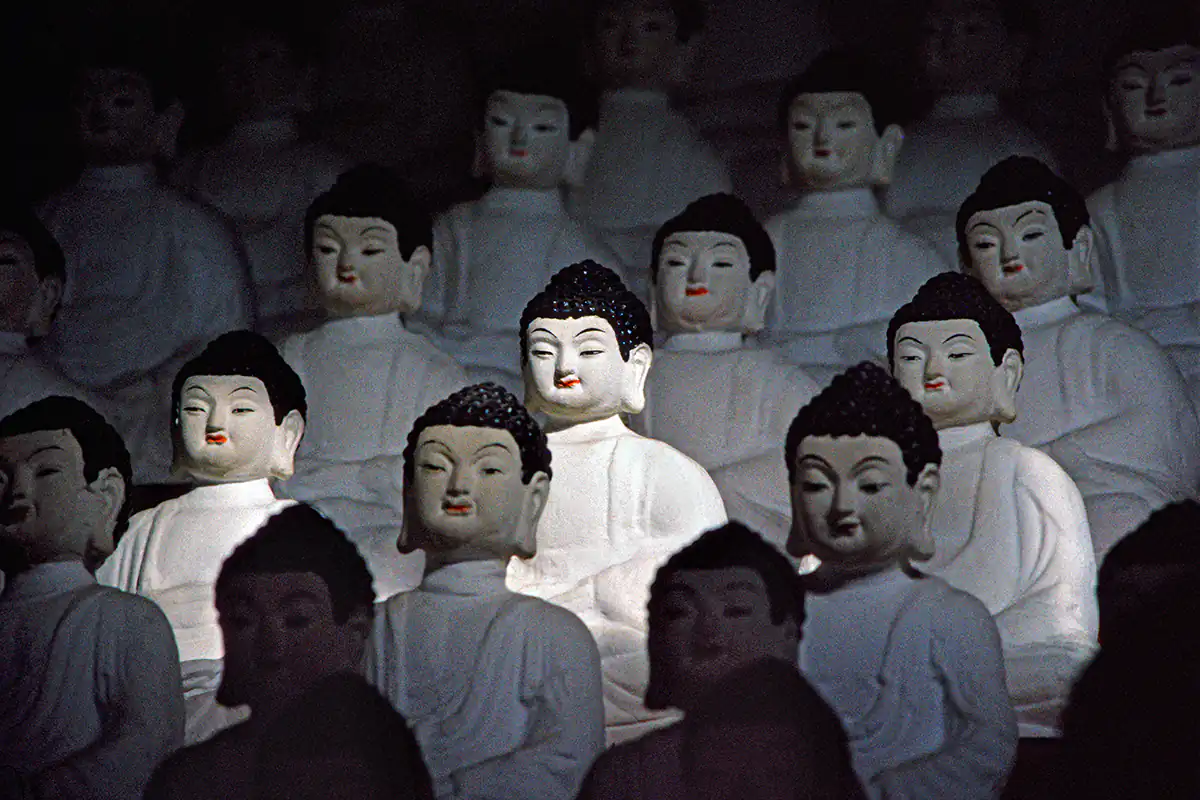 Buddha statues at Sanbang-sa Temple Cheju Do Island, Korea