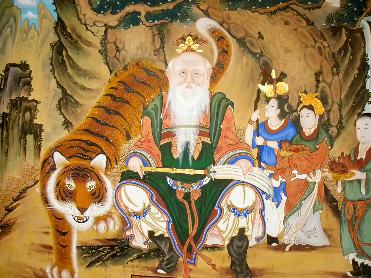Painting of Sanshin Mountain-spirit at Seorak-san Shinheung-sa Painting of Sanshin Mountain-spirit at Seorak-san Shinheung-sa