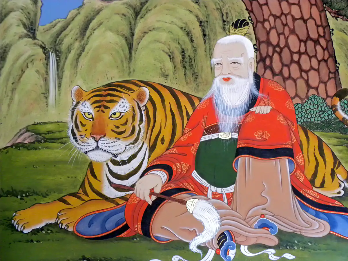 Painting of Sanshin Mountain-spirit at Taebaek-san Gakwon-sa Painting of Sanshin Mountain-spirit at Taebaek-san Gakwon-sa