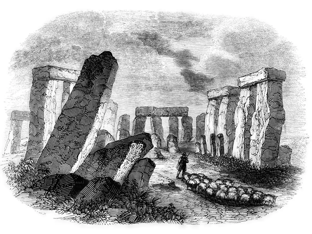Lithograph of Stonehenge before reconstruction Lithograph of Stonehenge before reconstruction