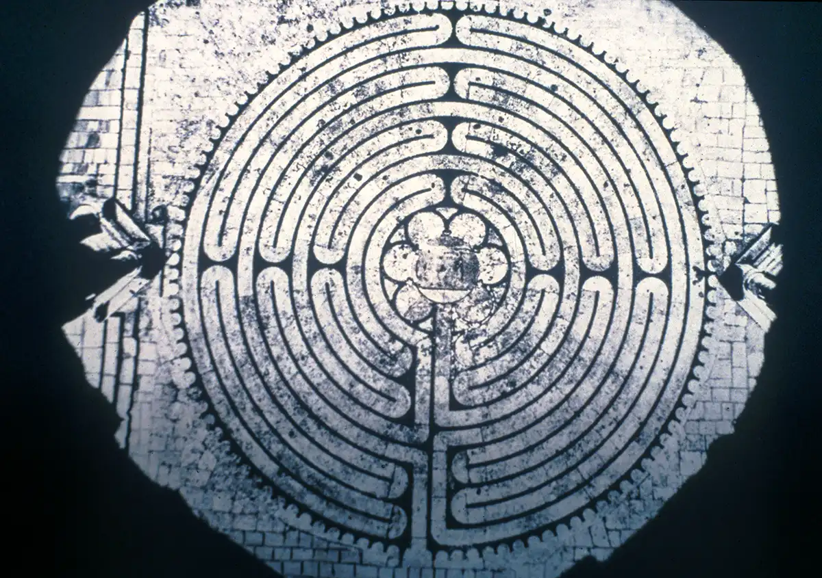 Labyrinth on floor of Chartres Cathedral, France Labyrinth on floor of Chartres Cathedral, France