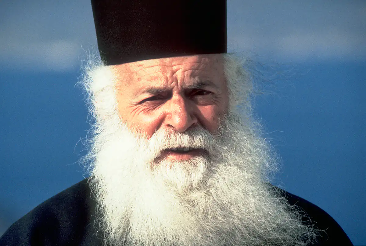 Greek Orthodox monk and priest, Holy Grotto of the Revelation, Patmos Greek Orthodox monk and priest, Holy Grotto of the Revelation, Patmos