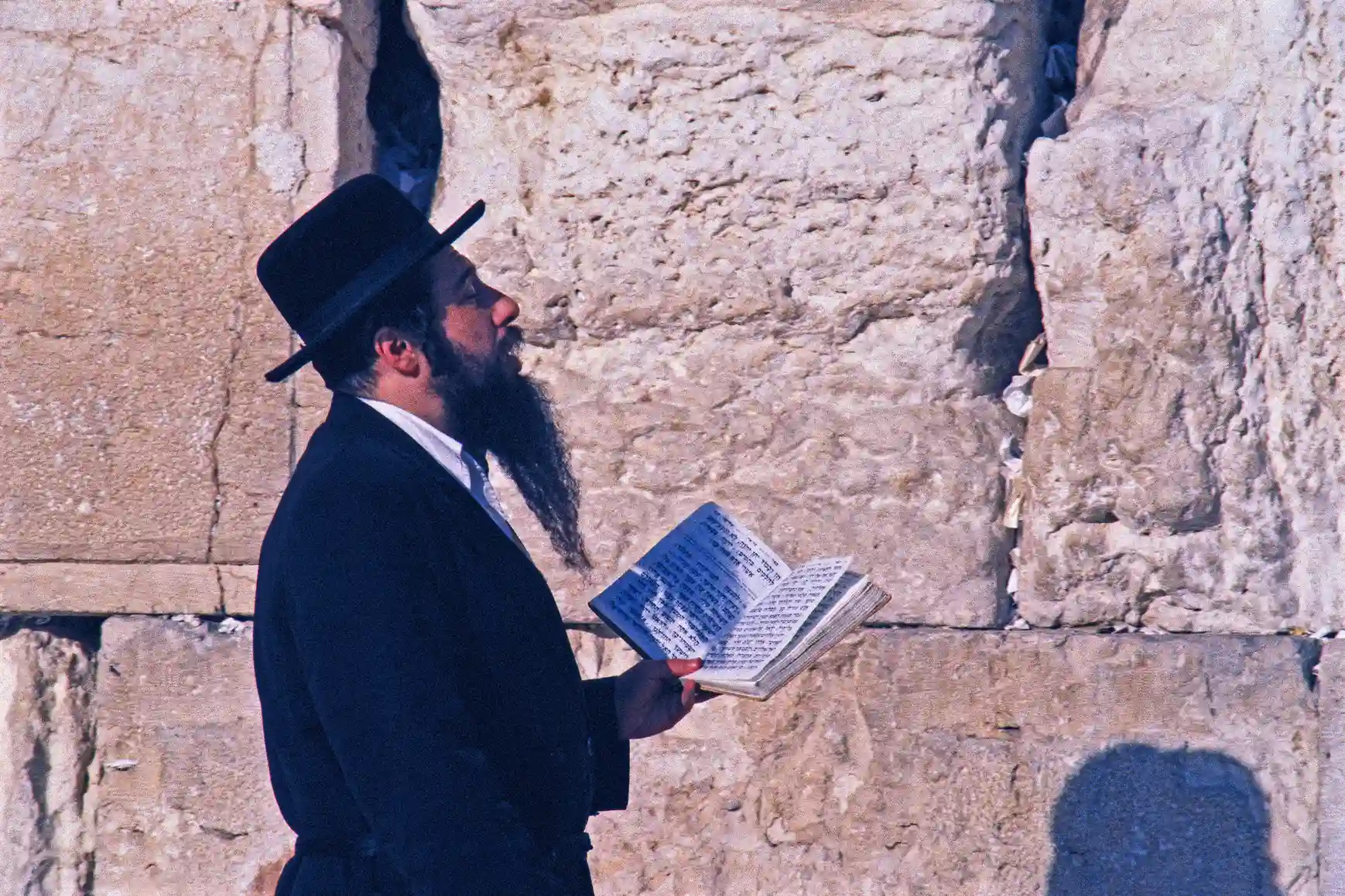 Hasidic Jew praying at the Western Wall in Jerusalem Hasidic Jew praying at the Western Wall in Jerusalem