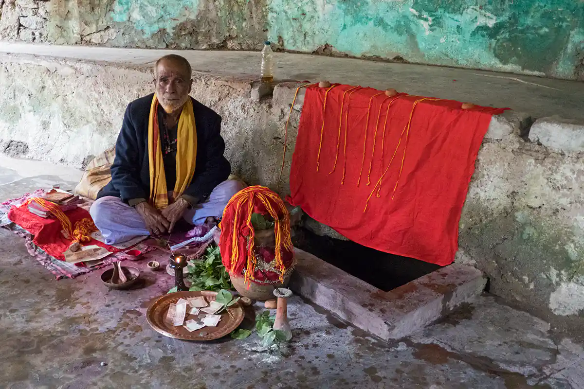 Hindu priest at Surya Pahar Hindu priest at Surya Pahar