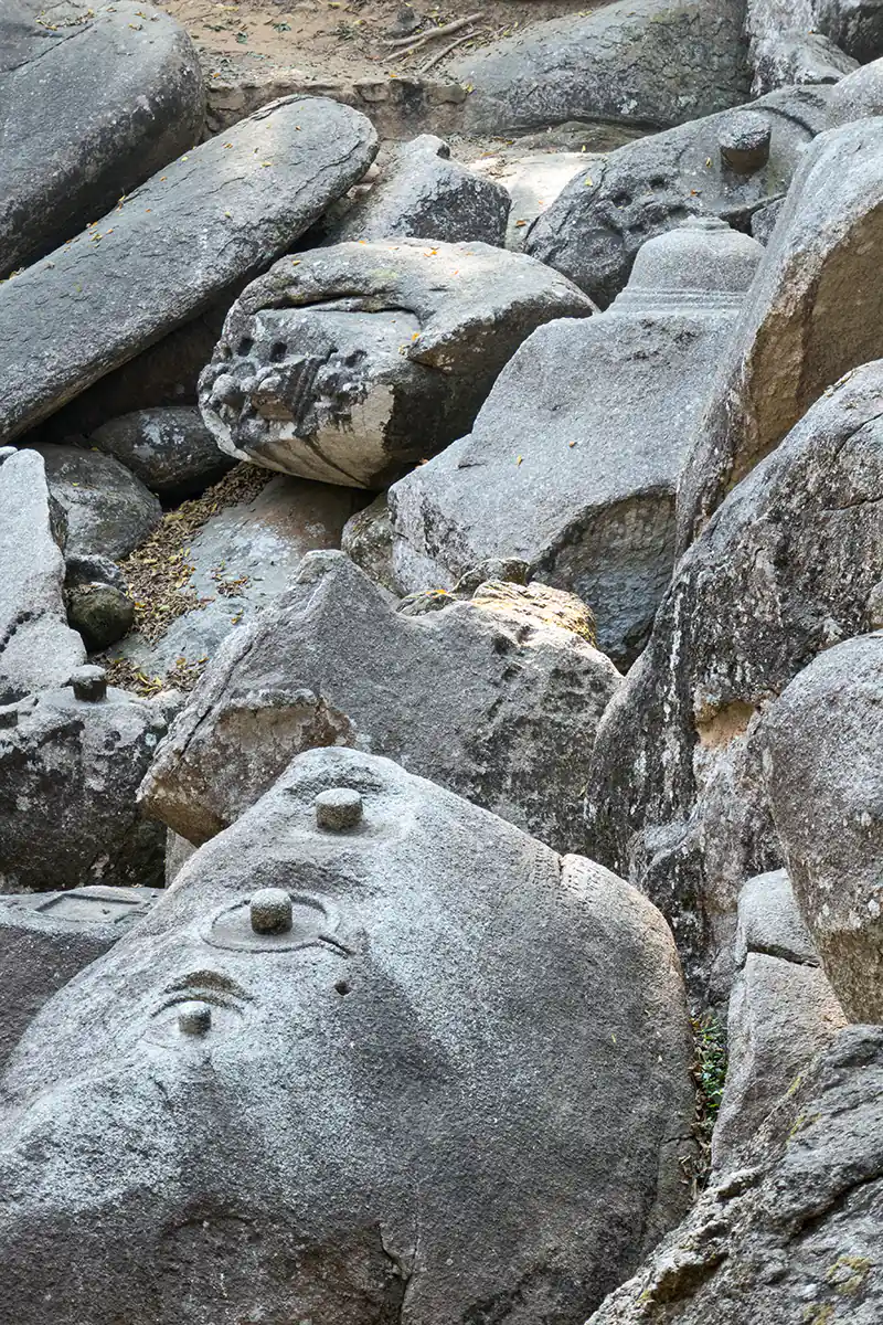 Boulders carved with Hindu Shiva Lingas Boulders carved with Hindu Shiva Lingas