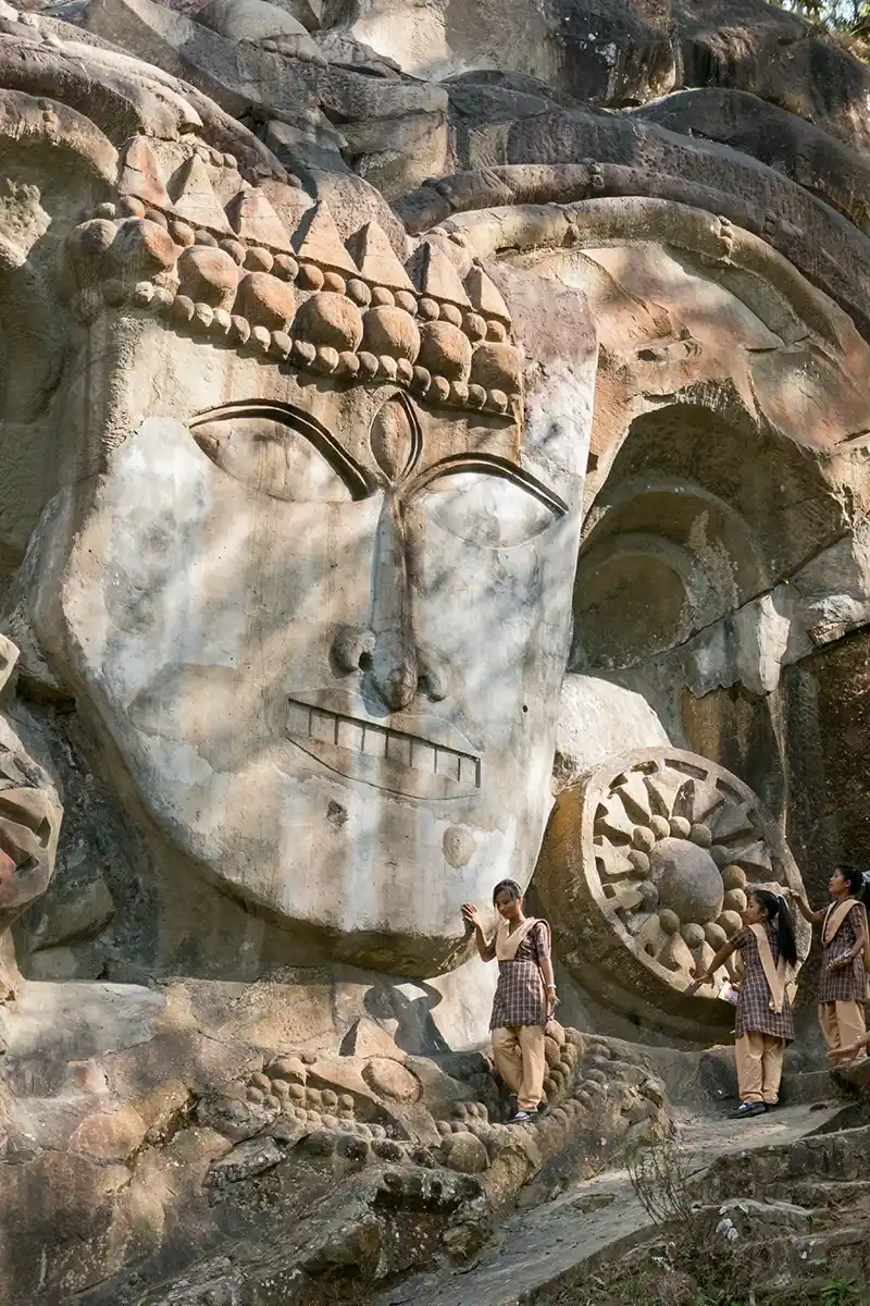Bas-relief sculpture on rock boulder, Unakoti Shiva site, Tripura