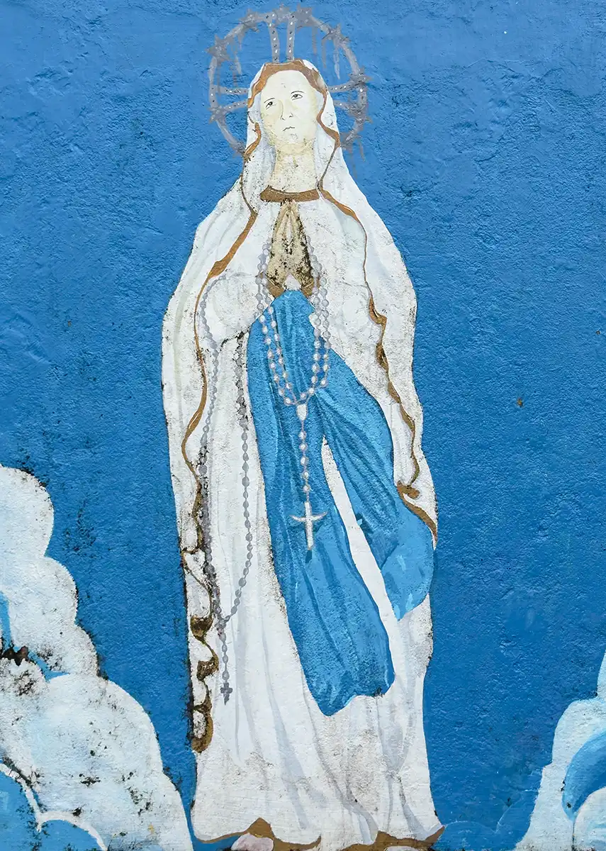 Painting of Mary, wall of Church of Our Lady of Aitara, Timor-Leste Painting of Mary, wall of Church of Our Lady of Aitara, Timor-Leste
