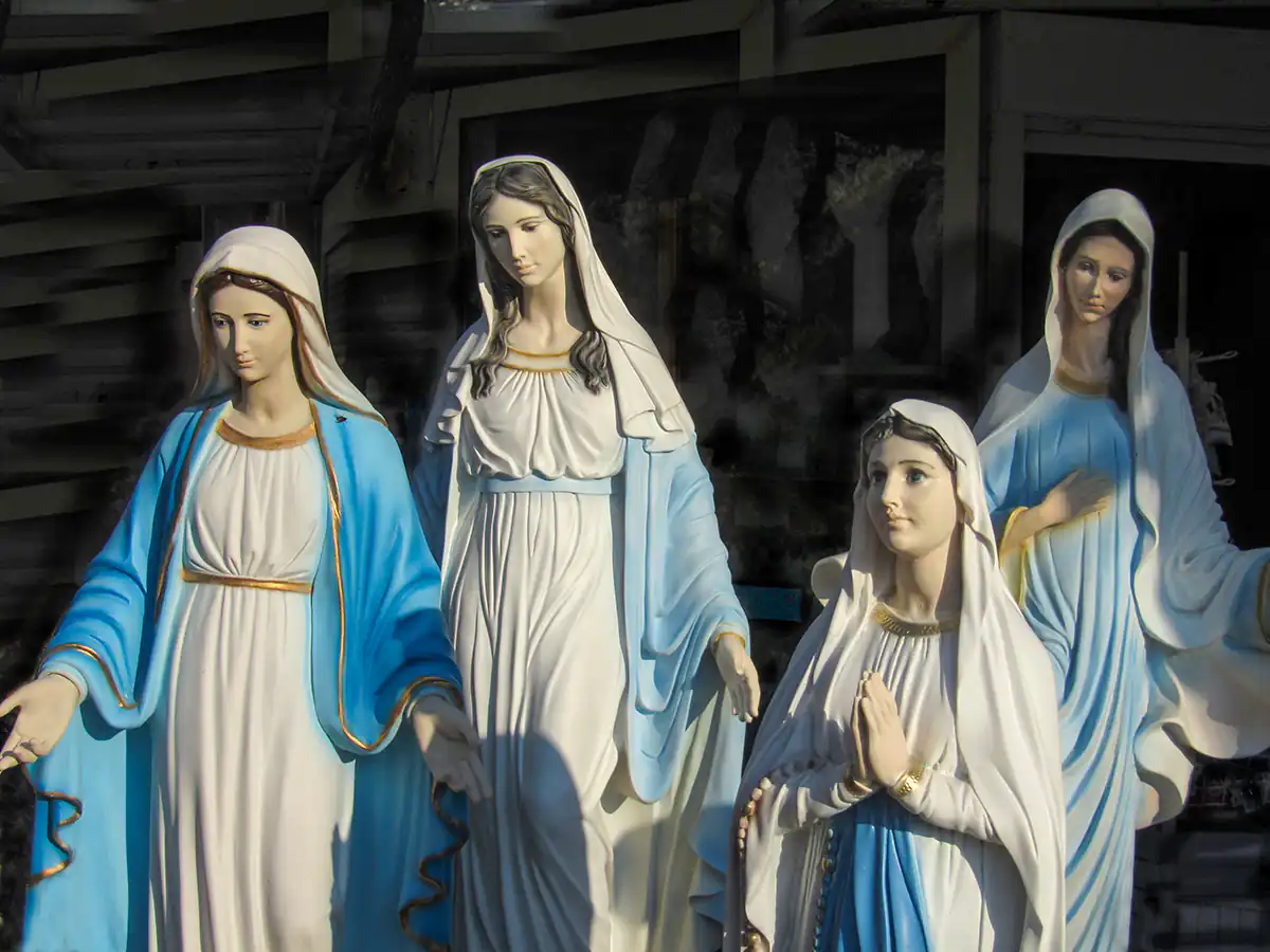 Statues of Mary on Apparition Hill near St. James Church, Medjugorje Statues of Mary on Apparition Hill near St. James Church, Medjugorje